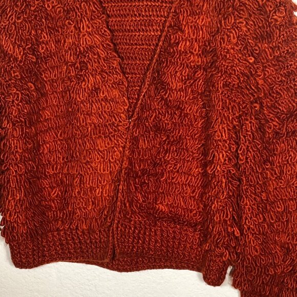 Universal Thread Womens Rust Textured Loop Knit Cardigan XS Wool Blend Y2K - Picture 13 of 16